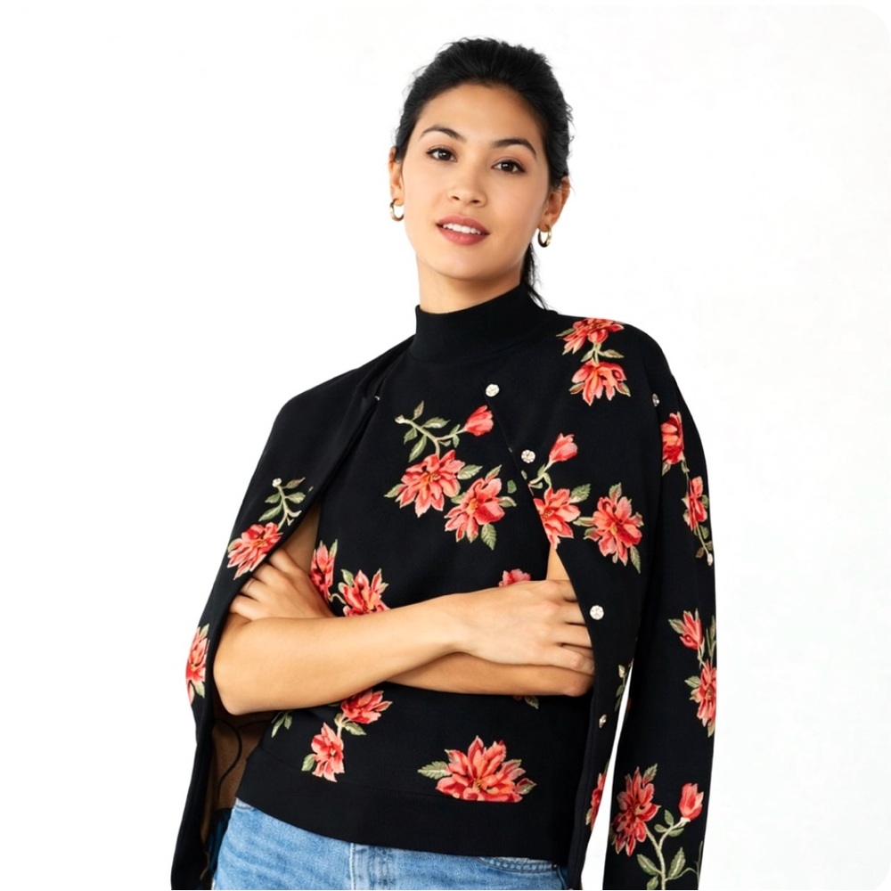 Draper James Red and Black Knit Sweater